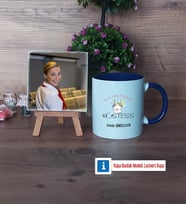 Hostes Fotoğraflı Dekoratif Taş, Kupa Bardak Beyaz Hediye (Model 3)