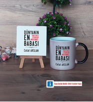Babalar Günü Hediyesi Dekoratif Taş, Kupa Bardak Kırmızı Hediye (Model 8)