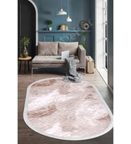 Dijidekor Halı Devetüyü Cool Karo Saçaklı Oval Kesme İnce Yolluk Kilim Salon Halısı Modelleri (Deve Tüyü)
