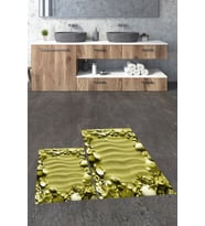 EVDEYA 3D Dijital Yıkanabilir Modern Desen İkili Banyo Halısı Paspas Klozet Takımı, KLOZET-47-KIRMIZI, (Yeşil)