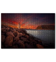 Cakapuzzle  Deniz Feneri  Alacakaranlık   Puzzle Yapboz MDF (Ahşap) (500 Parça)