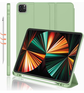 Apple iPad Pro 12.9 3. 4. 5. 6. Nesil Kılıf Kalem Bölmeli Smart Case (Açık Yeşil)