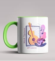 Kişiye Özel Müzik Öğretmeni Tasarımlı Siyah Renk Kupa Bardak  (Yeşil)