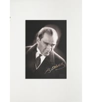 Mustafa Kemal Atatürk Ahşap Retro Vintage Poster28 x 20 (Turkuaz)