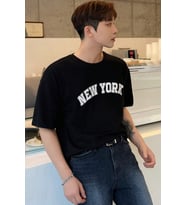 Erkek New York Baskılı Oversize Tshirt (Siyah)