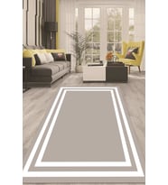 Dijital Kaymaz Taban Yıkanabilir Modern Renkli Salon Halısı Mutfak Halısı Yolluk ND-HT-526 (Beyaz-Gri)