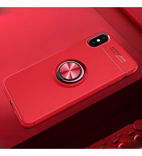 Uyumlu Model Apple iPhone X Kılıf Yüzüklü Magnetli Ravel Case (Kırmızı)