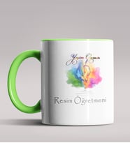 Kişiye Özel Resim Öğretmeni Tasarımlı Siyah Renk Kupa Bardak 4 (Yeşil)