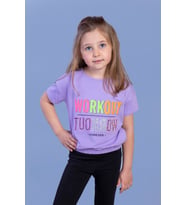 Toontoy Kız Çocuk Workout Baskılı Taş İşlemeli Tişört (Lila)