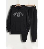 Unisex Atlanta Baskılı Eşofman Takımı (Siyah)