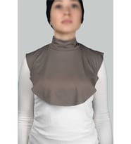 Düz Balıkçı Yaka Boğazlı Penye Tesettür Boyunluk (Koyu Vizon)