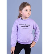 Toontoy Kız Çocuk Cep Detaylı Baskılı Sweatshirt (Lila)