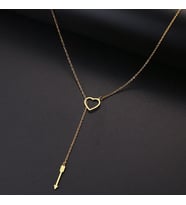 Kişiye Özel 925 Ayar Gümüş İç İçe Kalp Ok Kolye (Gold)
