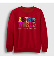 Presmono Unisex Beyaz Astroworld V3 Travis Scott Sweatshirt 44483tt (Kırmızı)