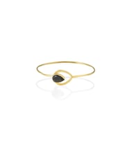Kadir Jewellery 22 Ayar Altın Kaplama El İşçiliği Zirkon Taşlı Kadın Kelepçe Bilezik (Siyah)