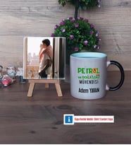 Petrol ve Doğalgaz Mühendisi Fotoğraflı Dekoratif Taş, Kupa Bardak Beyaz Hediye (Model 9)