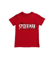 Spiderman baskılı örümcek adam pamuklu penye kumaş yazlık çocuk tişört (Kırmızı)