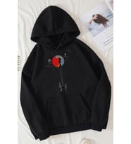 Unisex Evren Temalı Baskılı Sweatshirt (Siyah)
