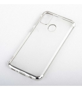 Galaxy M21 Kılıf İnce Köşeleri Renkli Şeffaf Silikon (Gri)