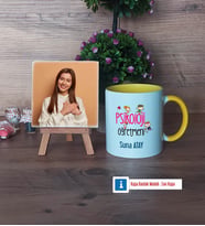 Psikoloji Öğretmeni Fotoğraflı Dekoratif Taş, Kupa Bardak Beyaz Hediye (Model 7)