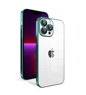 Vendas iPhone 13 Pro Uyumlu (13 Pro) Veve Serisi Parlak Renkli Kenarlı Elektroplated Magic Silikon Kılıf (Koyu Yeşil)