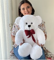 Özgüner 80-90 cm Rengarenk Papyonlu Ayıcık %100 yerli (Beyaz)