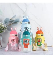 Gifttime Sevimli Tavşan Çocuk Okul Matara Su Şisesi 600 ml (Yeşil)