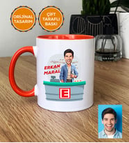 Kişiye Özel Karikatürlü Eczacı Hediye Kupa Bardak Erkek Ezacıya Tıp Bayramı Hediyesi (Turuncu)