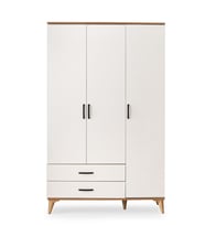 Kumsal 3 Kapılı 2 Çekmeceli Gardrop Elbise Dolabı 120x48x195cm (Ekru)