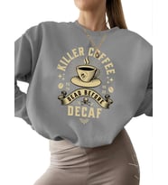 Kafeinsiz olmadan önce öldü Baskılı erkek bisiklet yaka Bej kadın Sweatshirt kalın 3 iplik şardonlu (Gri)