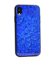 iPhone XR Mermer Desenli Pane Kılıf (Saks)