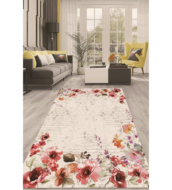 Dijital Kaymaz Taban Yıkanabilir Modern Renkli Salon Halısı Mutfak Halısı Yolluk ND-HT-297 (Turuncu)