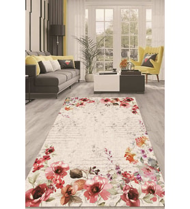 Dijital Kaymaz Taban Yıkanabilir Modern Renkli Salon Halısı Mutfak Halısı Yolluk ND-HT-297 (Turuncu)