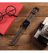 vagave Apple Watch Crazy Deri Kordon Oval Uçlu 42 44 45 mm Uyumlu (Gri)