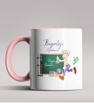 Kişiye Özel Biyoloji Öğretmeni Tasarımlı Siyah Renk Kupa Bardak 4 (Pembe)