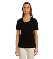 Payet Detaylı Merserize Süper Lüks Örme Kumaş T-shirt (Siyah)