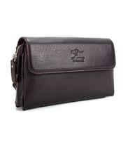 KANGAROO KINGDOM Hakiki Deri Lacivert Erkek Portföy & Clutch El Çantası 9985-L (Kahverengi)