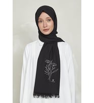 KALİLA Düş Peşine Doğa %100 Pamuk Şal Mavi (NAKIŞLI) (Siyah)