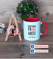 Abiye Hediye Kupa Bardak Beyaz ve Fotoğraflı Ahşap Anahtarlık Hediye (Model 2)