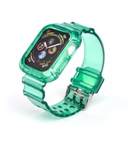 Apple Watch 38mm KRD-27 Şeffaf Renkli Transparan Silikon Kordon (Yeşil)