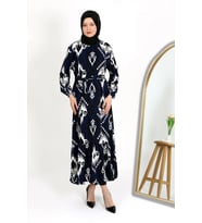 DESENLİ BÜRÜMCÜK ELBİSE (Mavi)