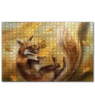 Cakapuzzle Canavar Tilki ve Kelebekler  Puzzle Yapboz MDF (Ahşap) (255 Parça)