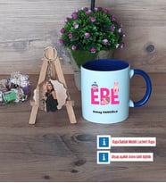 Ebe Kupa Bardak Beyaz ve Fotoğraflı Ahşap Anahtarlık Hediye (Model 3)