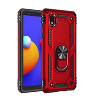 Galaxy A01 Core Kılıf Zore Vega Yüzüklü Standlı Zırh Kılıf (Kırmızı)