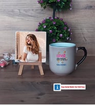 Edebiyat Öğretmeni Fotoğraflı Dekoratif Taş, Kupa Bardak Beyaz Hediye (Model 10)