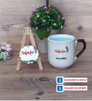 Sekretere Hediye Kupa Bardak Kırmızı ve Ahşap Anahtarlık Hediye (Model 9)