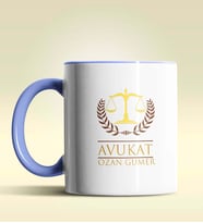 Kişiye Özel Avukat 5 Tasarımlı Turuncu Kupa Bardak (Mavi)