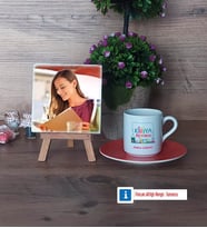 Kimya Öğretmeni Fotoğraflı Dekoratif Taş, Ahşap Altlıklı Türk Kahvesi Fincanı Hediye Öğretmenler Günü Hediyesi (Model 8)