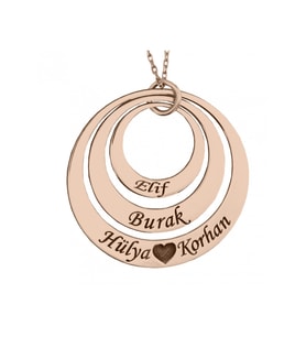 Kişiye Özel Halka Gümüş Kolye (Rose)