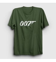 Presmono Unisex Sarı Logo 007 Film James Bond T-Shirt 257773tt (Haki)
